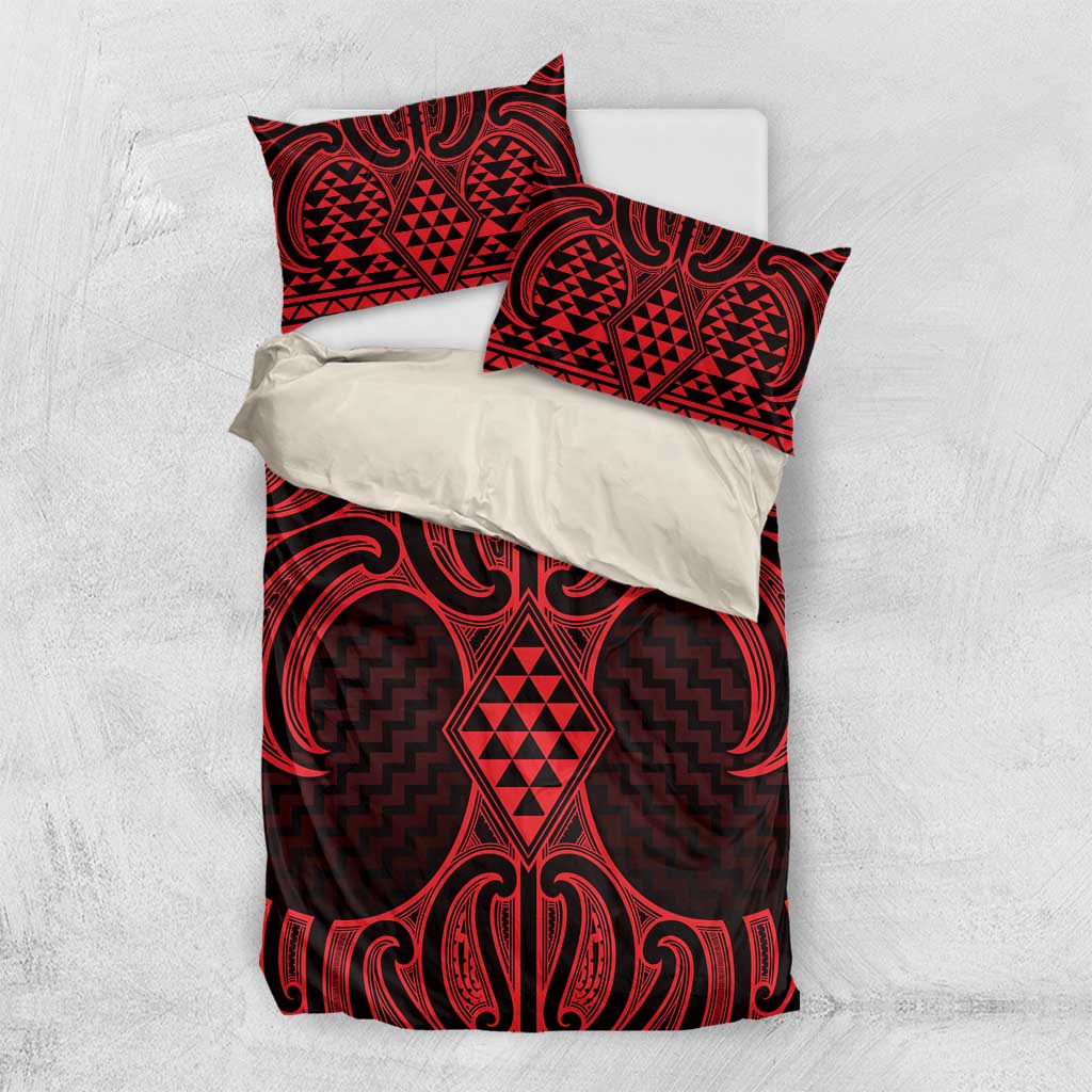 Whero Maori Ta Moko Poutama Art Bedding Set