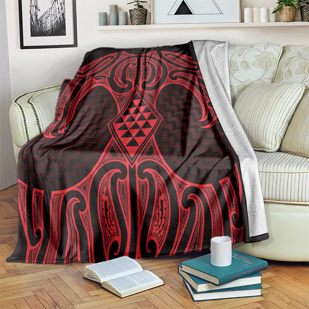 Whero Maori Ta Moko Poutama Art Blanket