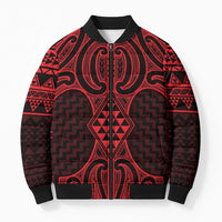Whero Maori Ta Moko Poutama Art Bomber Puffer Jacket - Polynesian Pride