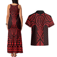 Whero Maori Ta Moko Poutama Art Couples Matching Tank Maxi Dress and Hawaiian Shirt
