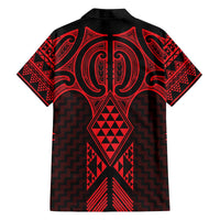 Whero Maori Ta Moko Poutama Art Family Matching Off The Shoulder Long Sleeve Dress and Hawaiian Shirt