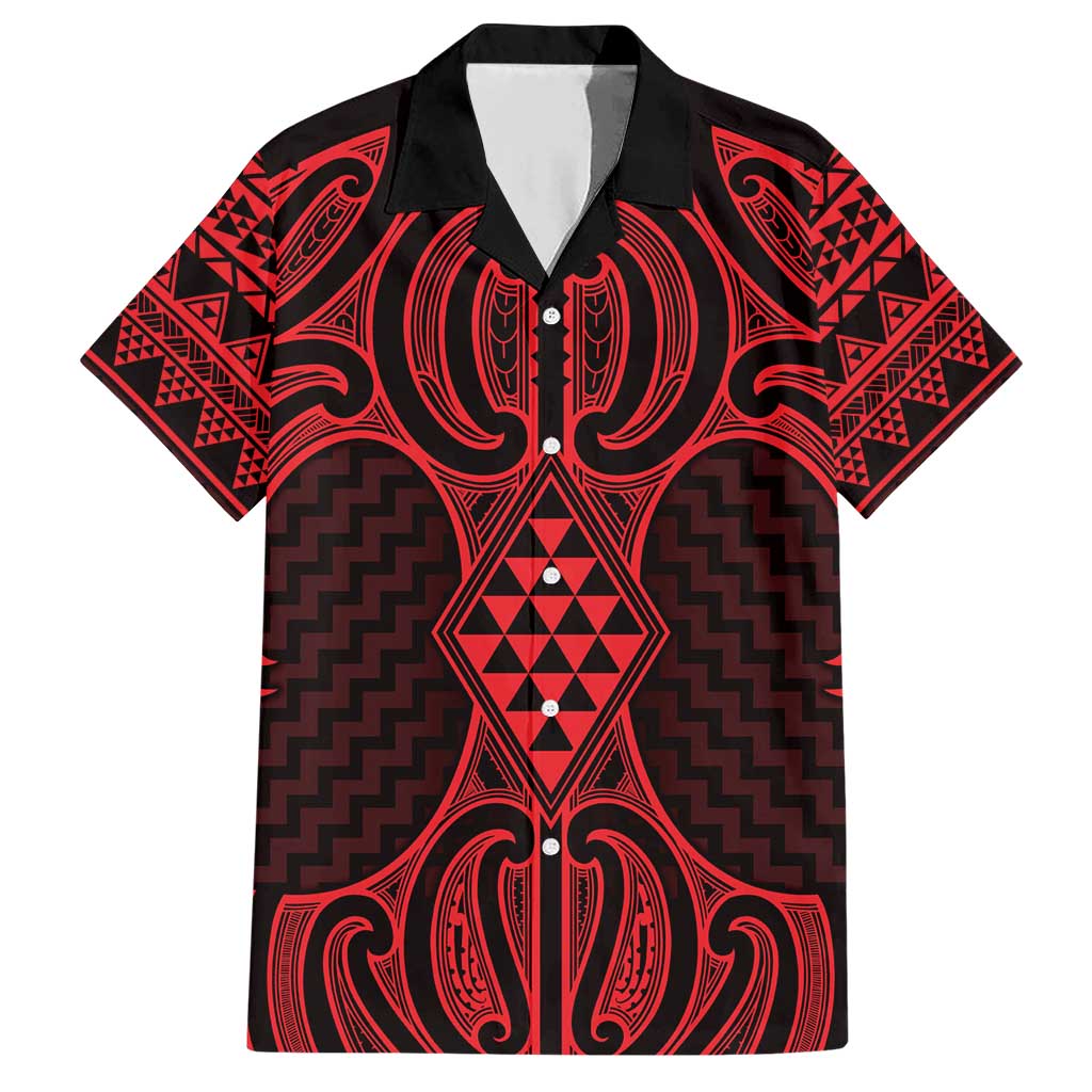 Whero Maori Ta Moko Poutama Art Family Matching Short Sleeve Bodycon Dress and Hawaiian Shirt