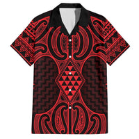 Whero Maori Ta Moko Poutama Art Family Matching Short Sleeve Bodycon Dress and Hawaiian Shirt