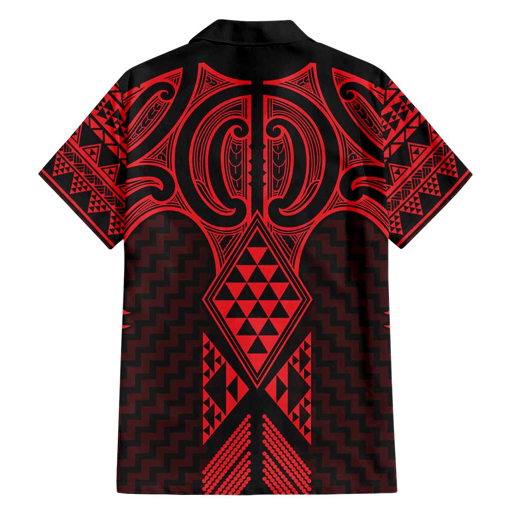 Whero Maori Ta Moko Poutama Art Family Matching Short Sleeve Bodycon Dress and Hawaiian Shirt