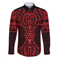 Whero Maori Ta Moko Poutama Art Family Matching Short Sleeve Bodycon Dress and Hawaiian Shirt