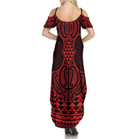 Whero Maori Ta Moko Poutama Art Family Matching Summer Maxi Dress and Hawaiian Shirt