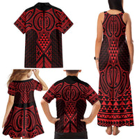 Whero Maori Ta Moko Poutama Art Family Matching Tank Maxi Dress and Hawaiian Shirt
