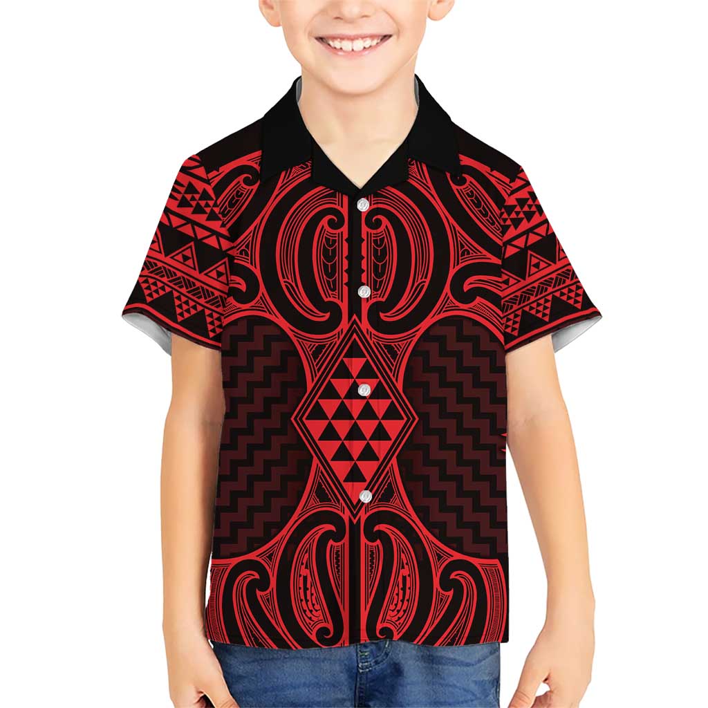 Whero Maori Ta Moko Poutama Art Kid Hawaiian Shirt LT9 Kid Red - Polynesian Pride