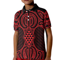 Whero Maori Ta Moko Poutama Art Kid Polo Shirt LT9 Kid Red - Polynesian Pride