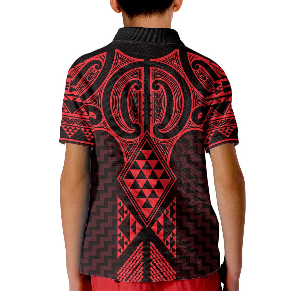 Whero Maori Ta Moko Poutama Art Kid Polo Shirt LT9 - Polynesian Pride