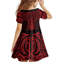 Whero Maori Ta Moko Poutama Art Kid Short Sleeve Dress