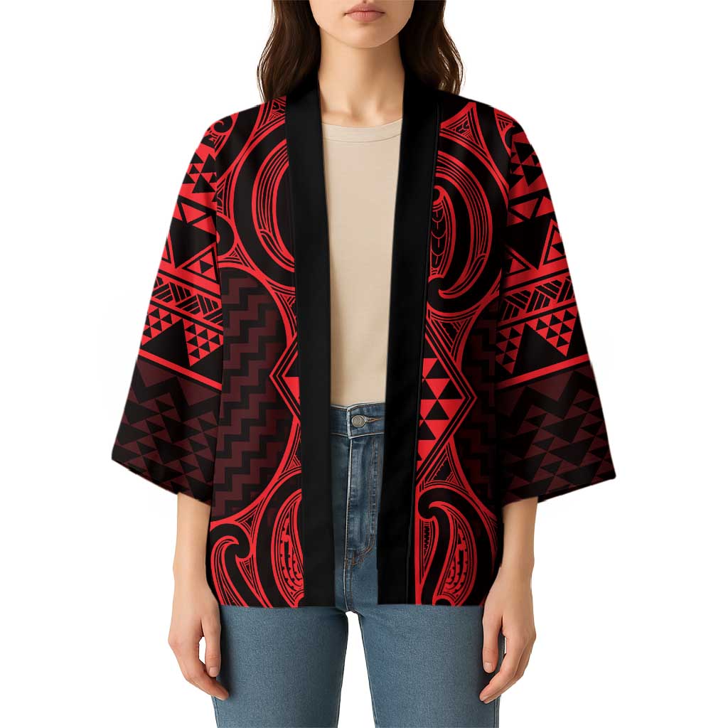 Whero Maori Ta Moko Poutama Art Kimono - Polynesian Pride
