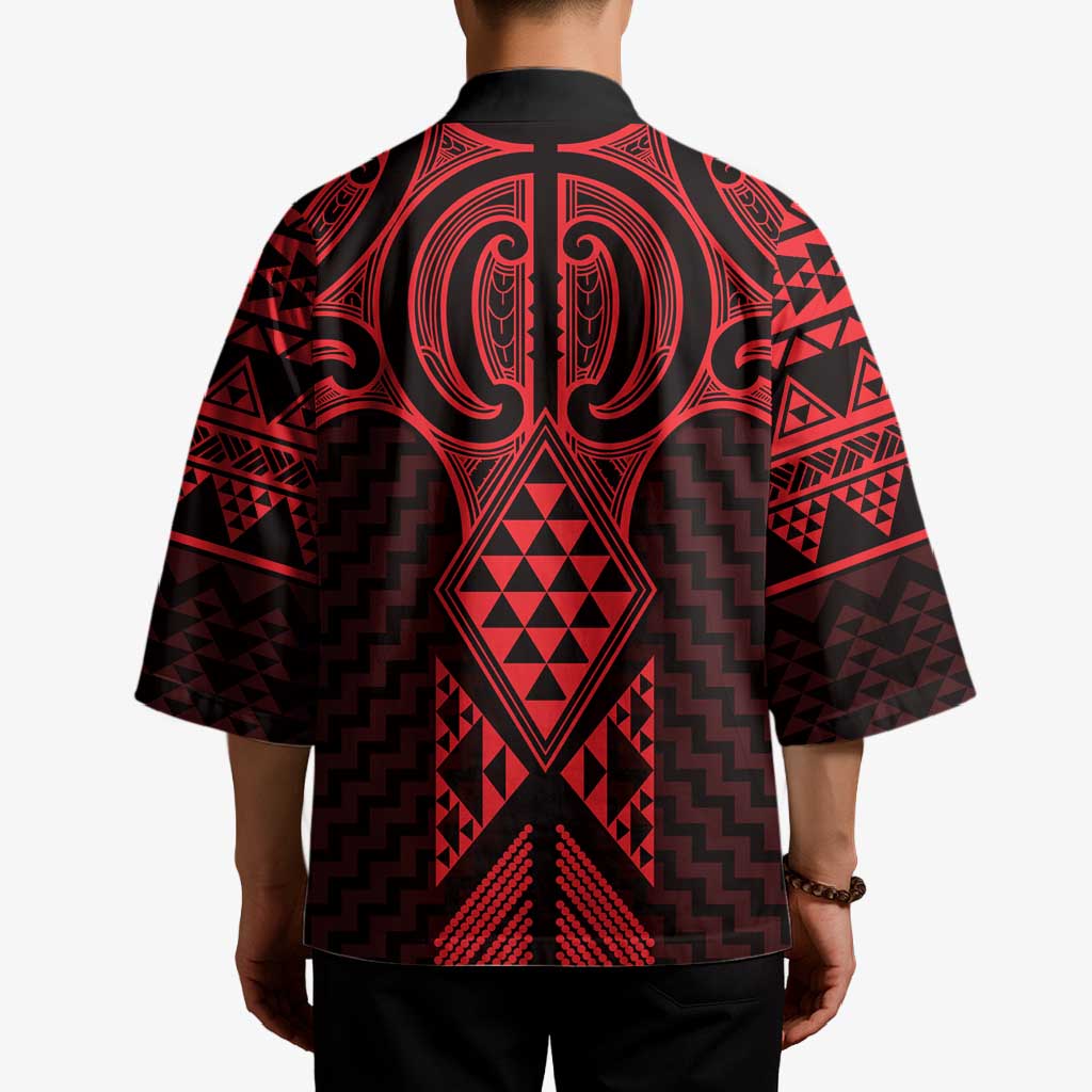 Whero Maori Ta Moko Poutama Art Kimono - Polynesian Pride