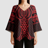Whero Maori Ta Moko Poutama Art Kimono Sleeve Blouse - Polynesian Pride