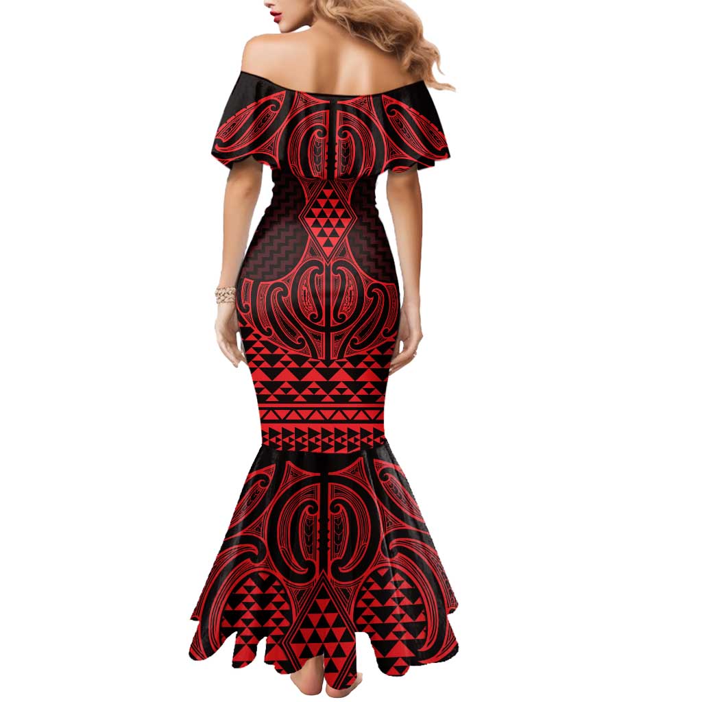 Whero Maori Ta Moko Poutama Art Mermaid Dress