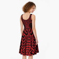 Whero Maori Ta Moko Poutama Art Midi Dress - Polynesian Pride