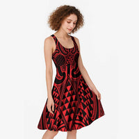 Whero Maori Ta Moko Poutama Art Midi Dress - Polynesian Pride