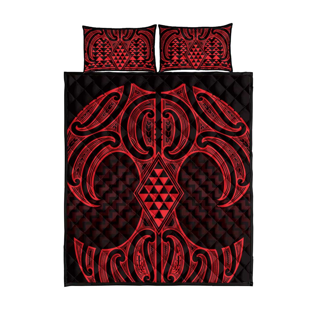 Whero Maori Ta Moko Poutama Art Quilt Bed Set