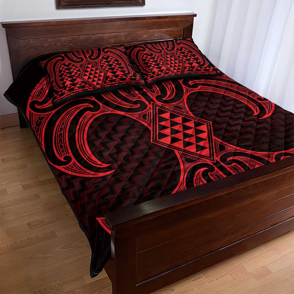 Whero Maori Ta Moko Poutama Art Quilt Bed Set
