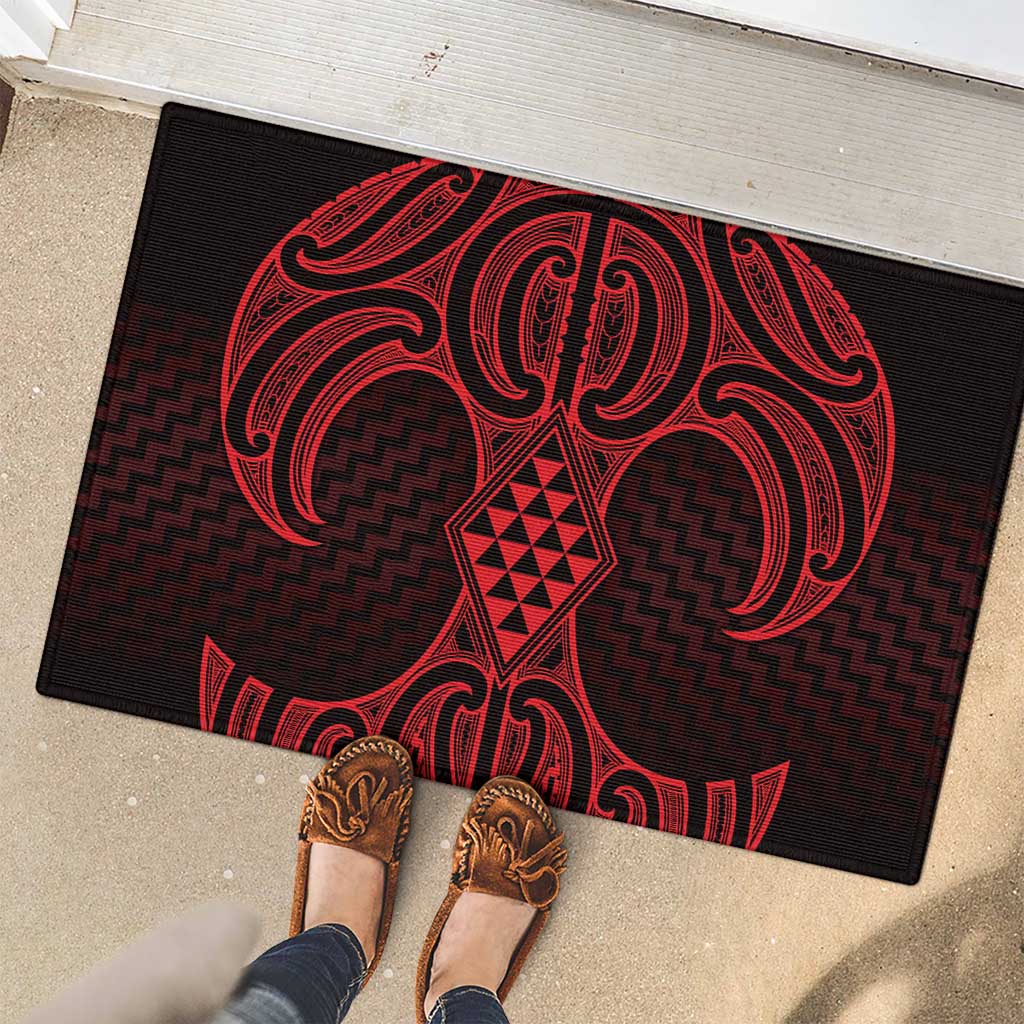 Whero Maori Ta Moko Poutama Art Rubber Doormat