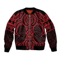Whero Maori Ta Moko Poutama Art Sleeve Zip Bomber Jacket
