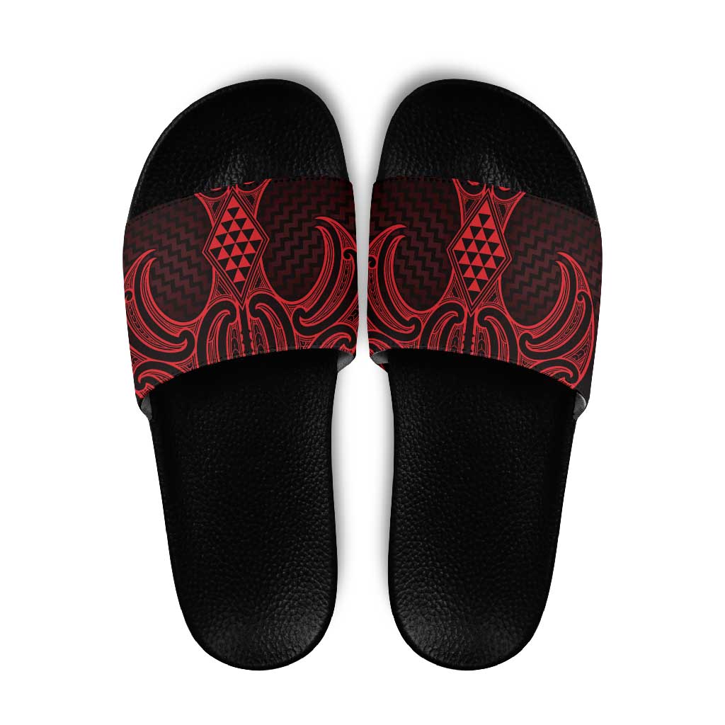 Whero Maori Ta Moko Poutama Art Slide Sandals - Polynesian Pride