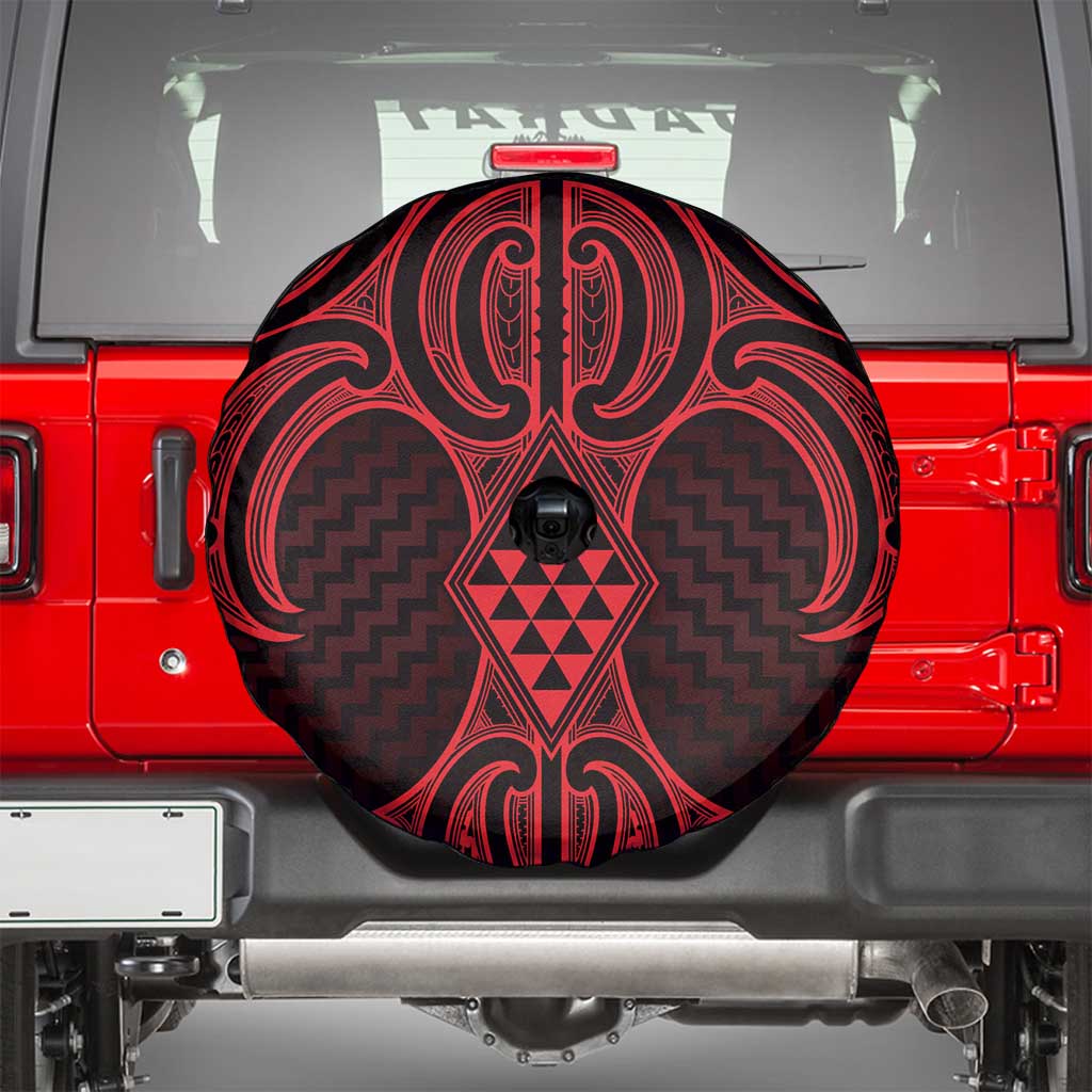 Whero Maori Ta Moko Poutama Art Spare Tire Cover