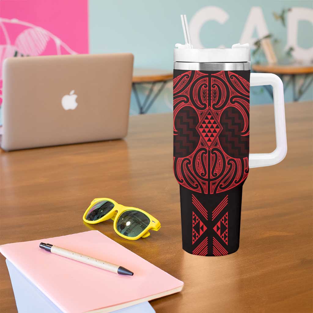 Whero Maori Ta Moko Poutama Art Tumbler With Handle
