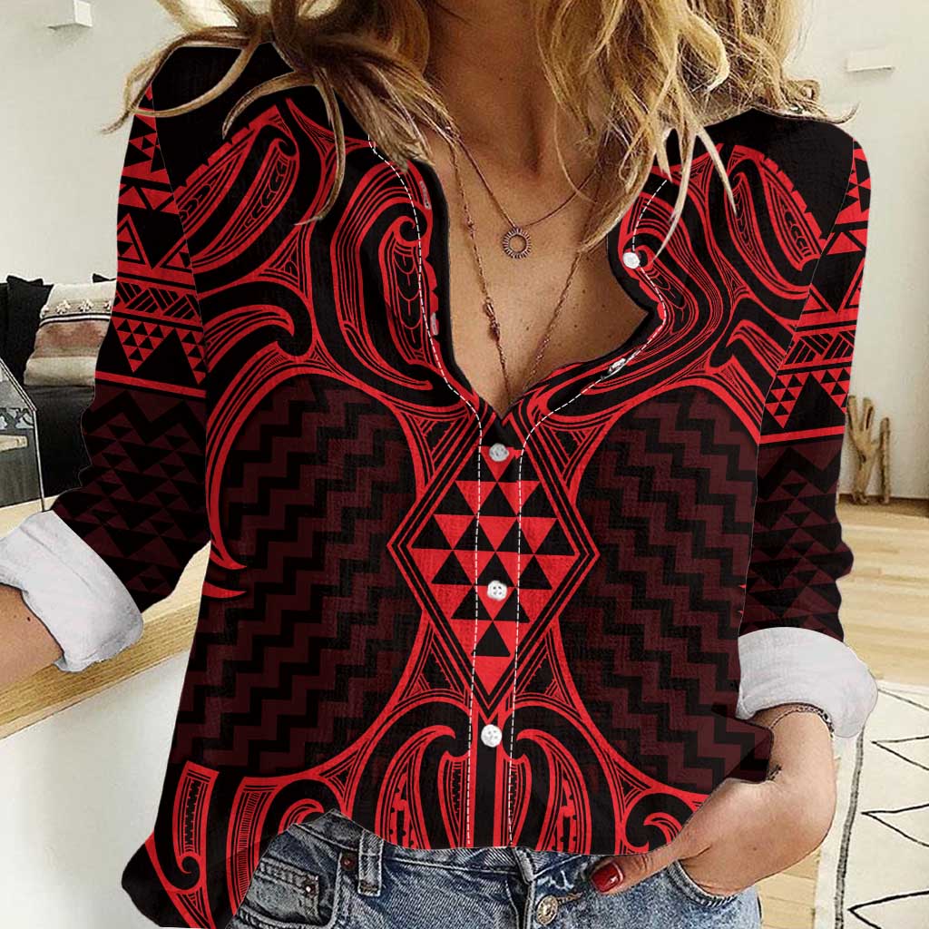 Whero Maori Ta Moko Poutama Art Women Casual Shirt