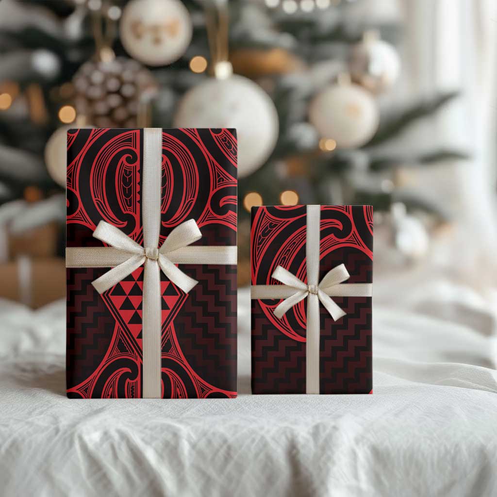 Whero Maori Ta Moko Poutama Art Wrapping Paper - Polynesian Pride