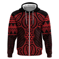Whero Maori Ta Moko Poutama Art Zip Hoodie