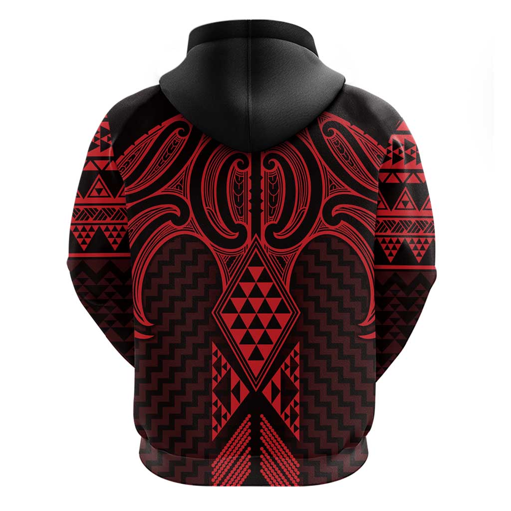 Whero Maori Ta Moko Poutama Art Zip Hoodie