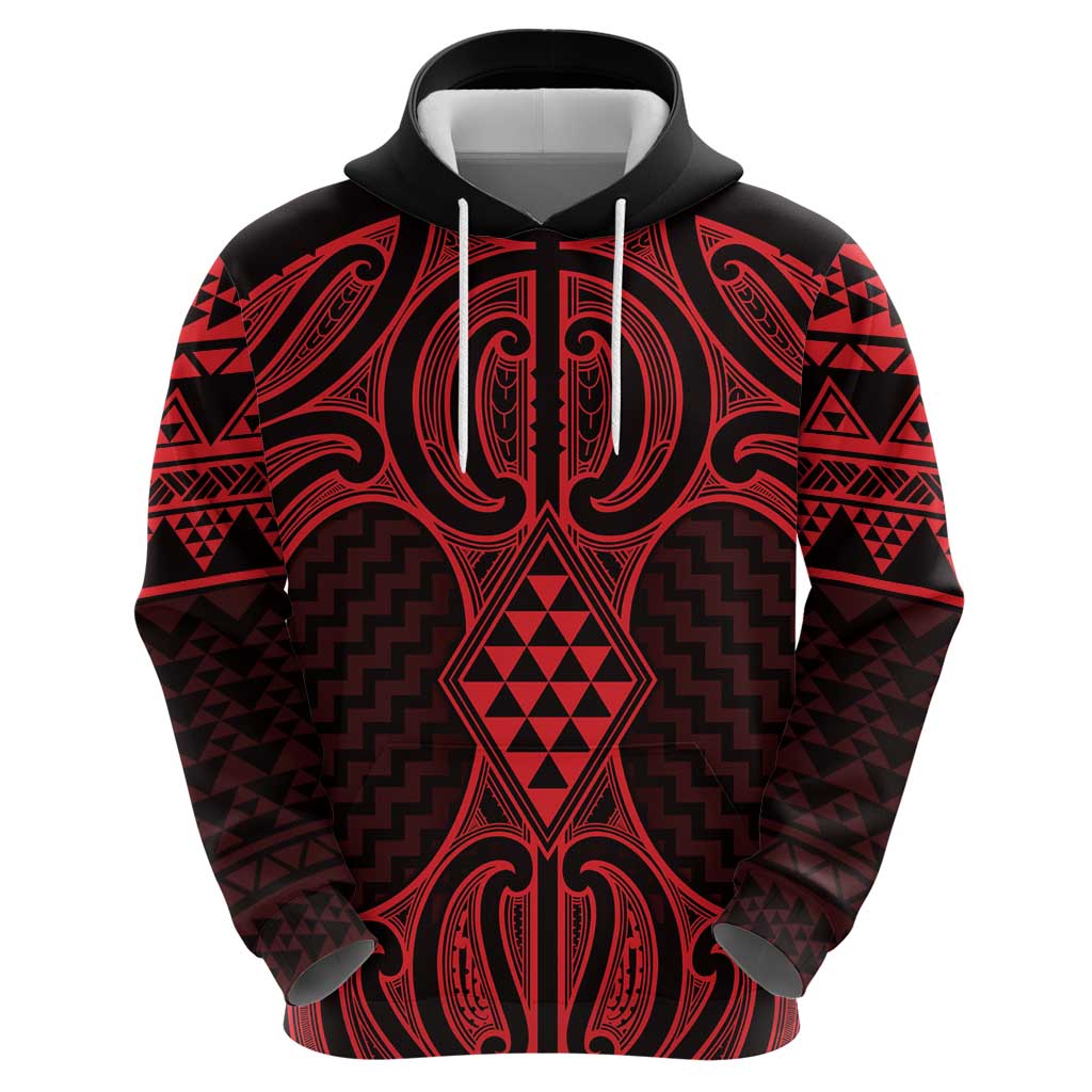 Whero Maori Ta Moko Poutama Art Zip Hoodie