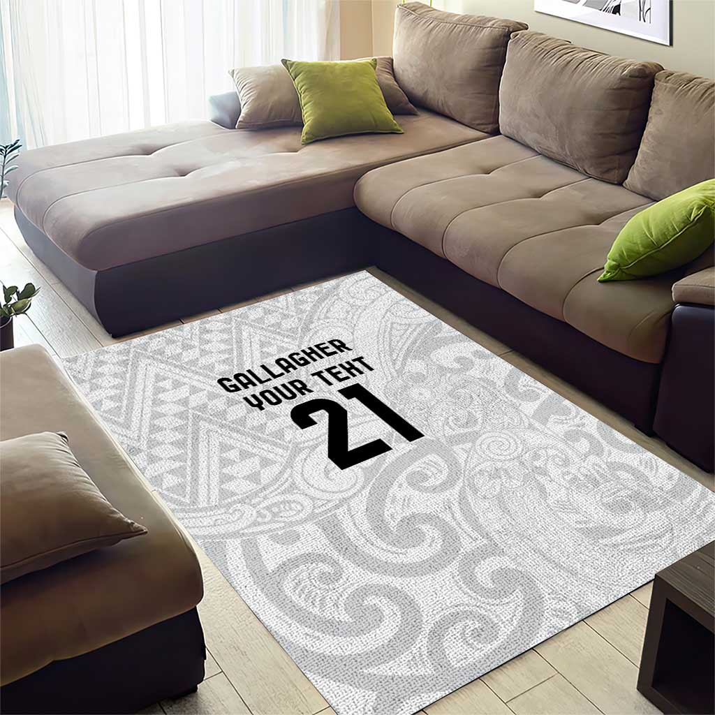 New Zealand Rangatira Custom Area Rug All White Niho Taniwha Maori Tribal