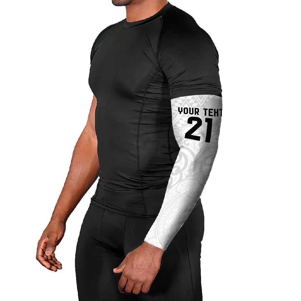 New Zealand Rangatira Custom Arm Sleeves All White Niho Taniwha Maori Tribal - Polynesian Pride