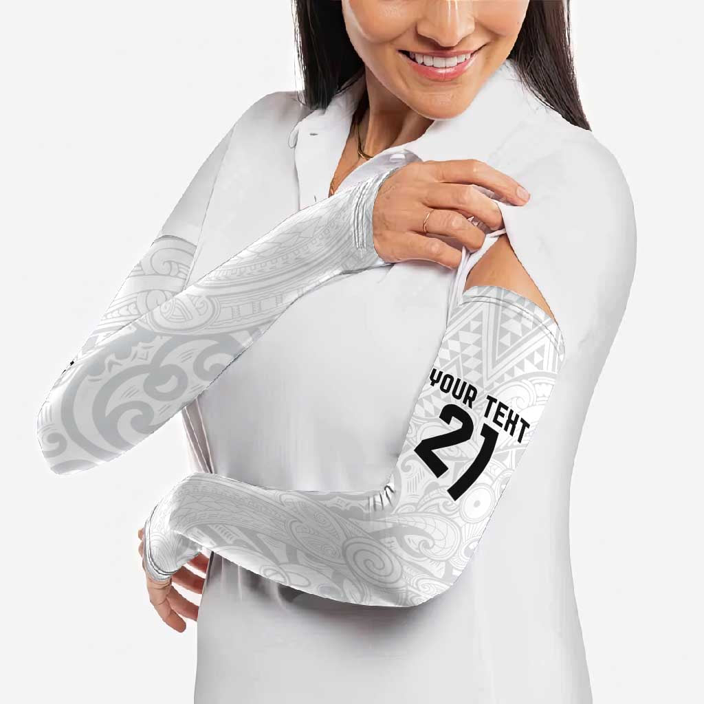 New Zealand Rangatira Custom Arm Sleeves All White Niho Taniwha Maori Tribal - Polynesian Pride