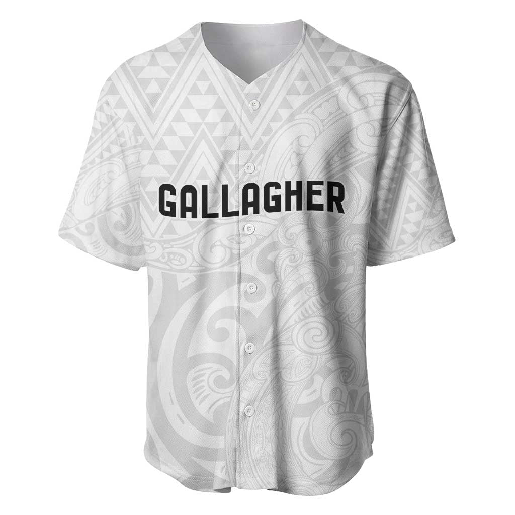 New Zealand Rangatira Custom Baseball Jersey All White Niho Taniwha Maori Tribal