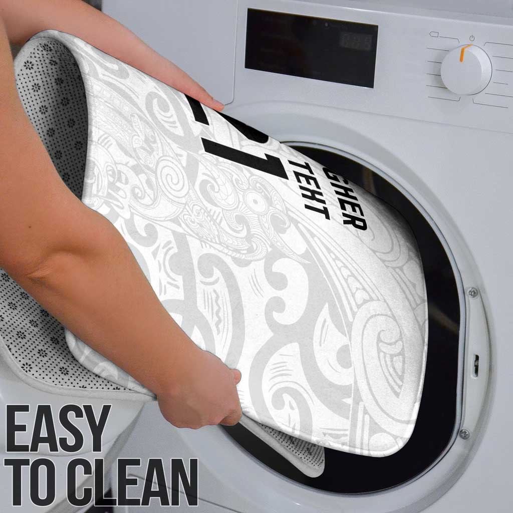 New Zealand Rangatira Custom Bathroom Set All White Niho Taniwha Maori Tribal - Polynesian Pride