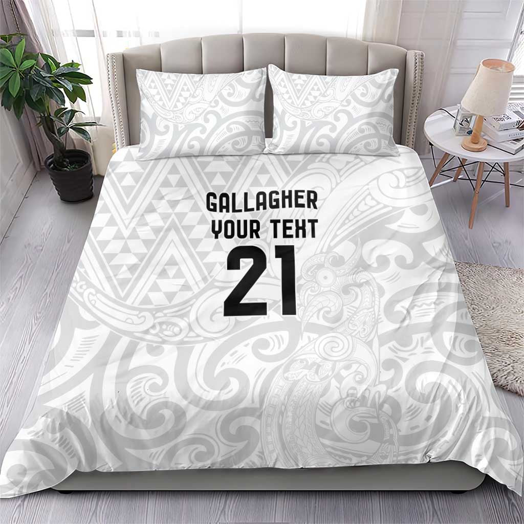 New Zealand Rangatira Custom Bedding Set All White Niho Taniwha Maori Tribal