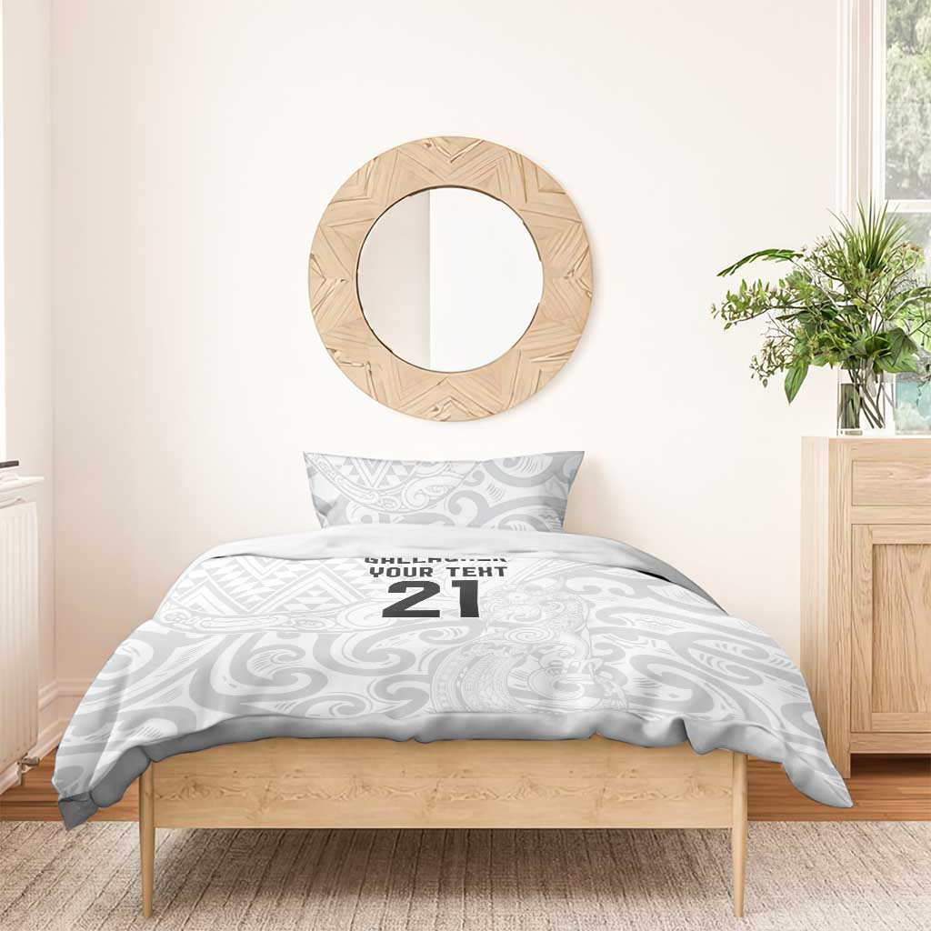 New Zealand Rangatira Custom Bedding Set All White Niho Taniwha Maori Tribal
