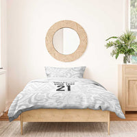 New Zealand Rangatira Custom Bedding Set All White Niho Taniwha Maori Tribal