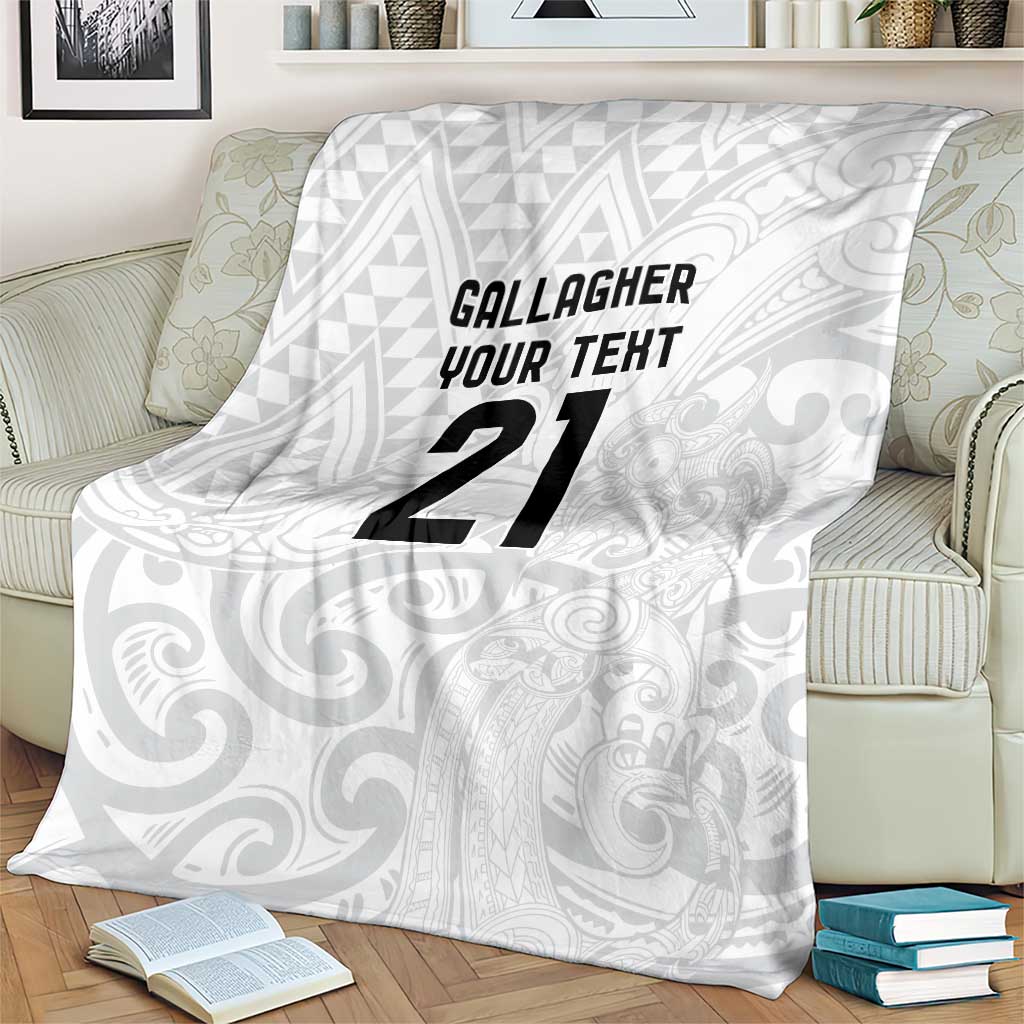 New Zealand Rangatira Custom Blanket All White Niho Taniwha Maori Tribal