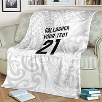 New Zealand Rangatira Custom Blanket All White Niho Taniwha Maori Tribal