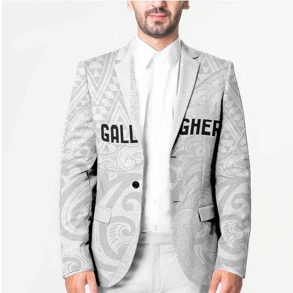 New Zealand Rangatira Custom Blazer All White Niho Taniwha Maori Tribal - Polynesian Pride