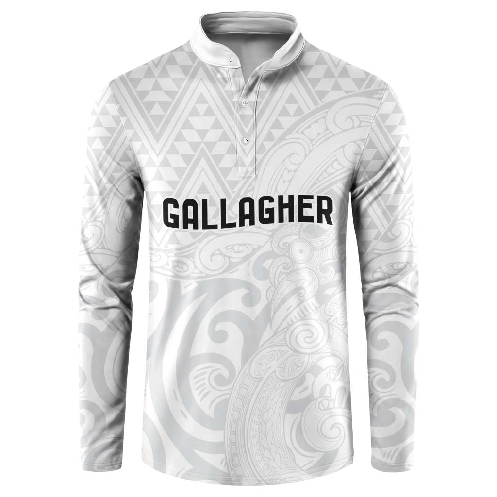 New Zealand Rangatira Custom Button Sweatshirt All White Niho Taniwha Maori Tribal