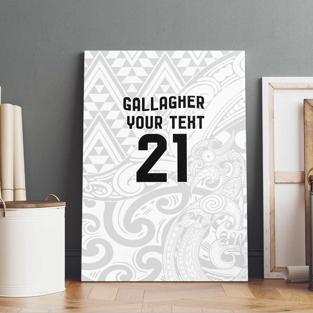 New Zealand Rangatira Custom Canvas Wall Art All White Niho Taniwha Maori Tribal