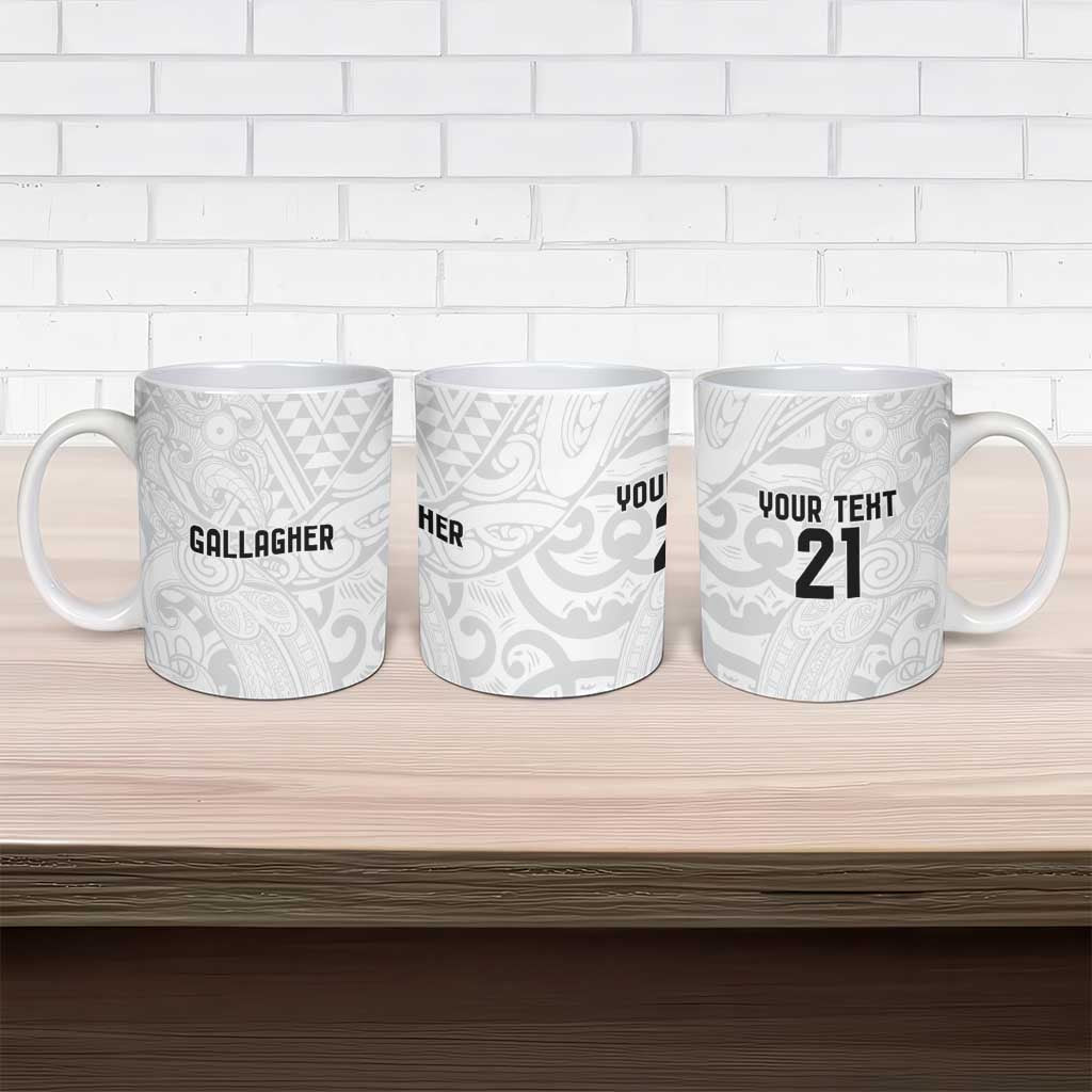 New Zealand Rangatira Custom Ceramic Mug All White Niho Taniwha Maori Tribal - Polynesian Pride