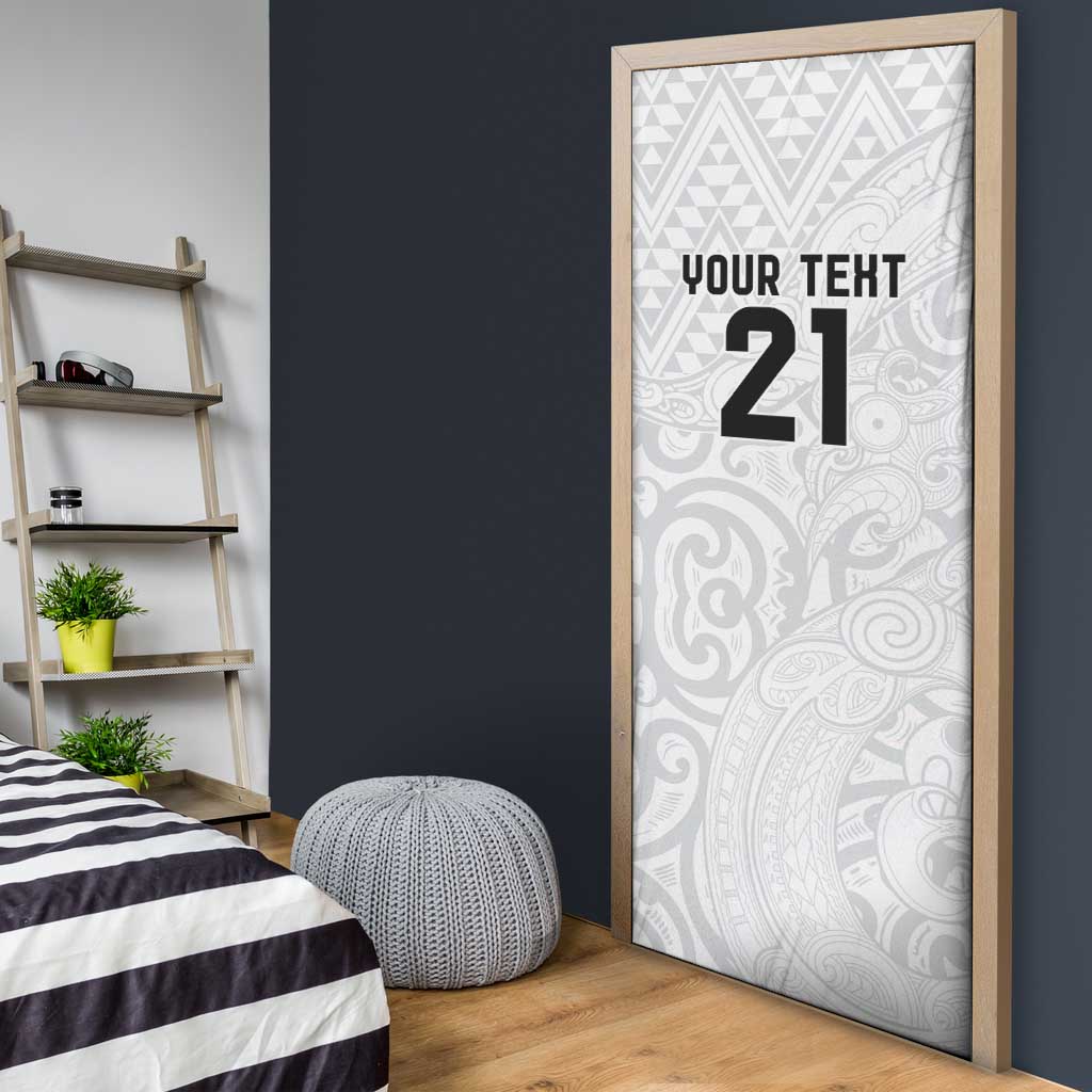 New Zealand Rangatira Custom Door Cover All White Niho Taniwha Maori Tribal - Polynesian Pride