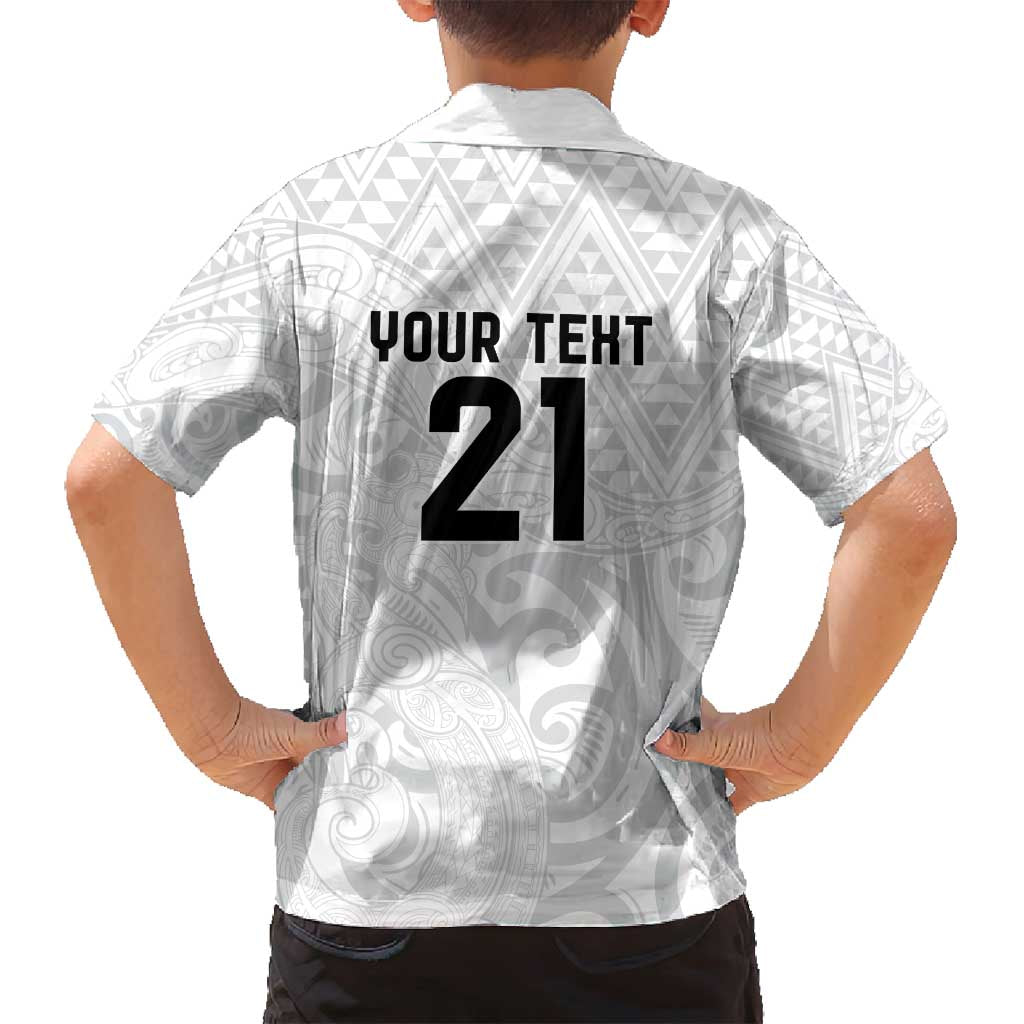 New Zealand Rangatira Custom Family Matching Long Sleeve Bodycon Dress and Hawaiian Shirt All White Niho Taniwha Maori Tribal