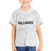 New Zealand Rangatira Custom Family Matching Off Shoulder Maxi Dress and Hawaiian Shirt All White Niho Taniwha Maori Tribal